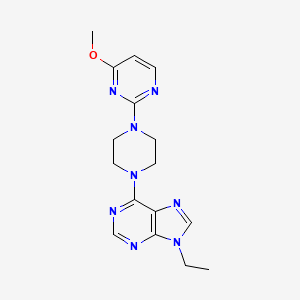 molecular formula C16H20N8O B15117111 9-ethyl-6-[4-(4-methoxypyrimidin-2-yl)piperazin-1-yl]-9H-purine 