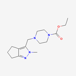 molecular formula C15H24N4O2 B15117114 ethyl 4-({2-methyl-2H,4H,5H,6H-cyclopenta[c]pyrazol-3-yl}methyl)piperazine-1-carboxylate 