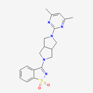 molecular formula C19H21N5O2S B15117143 3-[5-(4,6-Dimethylpyrimidin-2-yl)-1,3,3a,4,6,6a-hexahydropyrrolo[3,4-c]pyrrol-2-yl]-1,2-benzothiazole 1,1-dioxide 