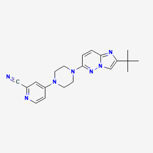 molecular formula C20H23N7 B15117163 4-(4-{2-Tert-butylimidazo[1,2-b]pyridazin-6-yl}piperazin-1-yl)pyridine-2-carbonitrile 