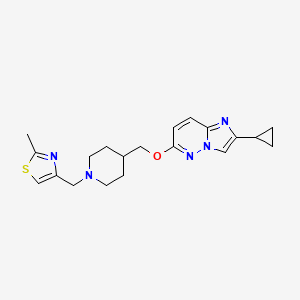 molecular formula C20H25N5OS B15117168 4-[({2-Cyclopropylimidazo[1,2-b]pyridazin-6-yl}oxy)methyl]-1-[(2-methyl-1,3-thiazol-4-yl)methyl]piperidine 