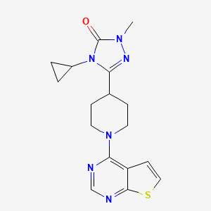 molecular formula C17H20N6OS B15117172 4-cyclopropyl-1-methyl-3-(1-{thieno[2,3-d]pyrimidin-4-yl}piperidin-4-yl)-4,5-dihydro-1H-1,2,4-triazol-5-one 