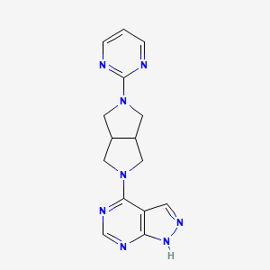 molecular formula C15H16N8 B15117195 2-(5-{1H-pyrazolo[3,4-d]pyrimidin-4-yl}-octahydropyrrolo[3,4-c]pyrrol-2-yl)pyrimidine 