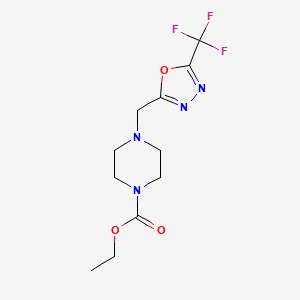 molecular formula C11H15F3N4O3 B15117469 Ethyl 4-{[5-(trifluoromethyl)-1,3,4-oxadiazol-2-yl]methyl}piperazine-1-carboxylate 