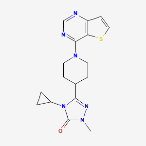 molecular formula C17H20N6OS B15117472 4-cyclopropyl-1-methyl-3-(1-{thieno[3,2-d]pyrimidin-4-yl}piperidin-4-yl)-4,5-dihydro-1H-1,2,4-triazol-5-one 