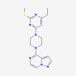 4-Ethyl-2-(methylsulfanyl)-6-(4-{pyrazolo[1,5-a]pyrazin-4-yl}piperazin-1-yl)pyrimidine