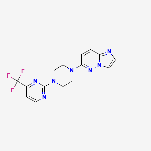 molecular formula C19H22F3N7 B15117549 2-(4-{2-Tert-butylimidazo[1,2-b]pyridazin-6-yl}piperazin-1-yl)-4-(trifluoromethyl)pyrimidine 