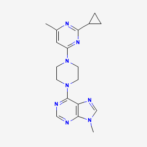 molecular formula C18H22N8 B15117583 6-[4-(2-cyclopropyl-6-methylpyrimidin-4-yl)piperazin-1-yl]-9-methyl-9H-purine 