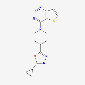 4-(5-Cyclopropyl-1,3,4-oxadiazol-2-yl)-1-{thieno[3,2-d]pyrimidin-4-yl}piperidine