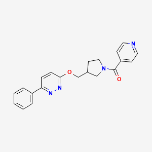 molecular formula C21H20N4O2 B15117621 3-Phenyl-6-{[1-(pyridine-4-carbonyl)pyrrolidin-3-yl]methoxy}pyridazine 