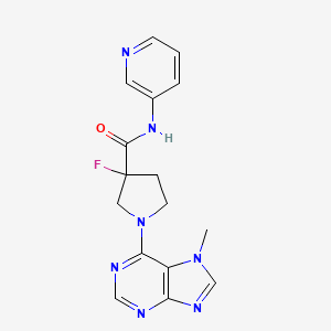 3-fluoro-1-(7-methyl-7H-purin-6-yl)-N-(pyridin-3-yl)pyrrolidine-3-carboxamide