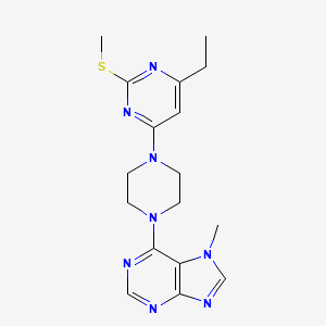 molecular formula C17H22N8S B15117679 6-{4-[6-ethyl-2-(methylsulfanyl)pyrimidin-4-yl]piperazin-1-yl}-7-methyl-7H-purine 