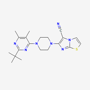 molecular formula C20H25N7S B15117686 6-[4-(2-Tert-butyl-5,6-dimethylpyrimidin-4-yl)piperazin-1-yl]imidazo[2,1-b][1,3]thiazole-5-carbonitrile 