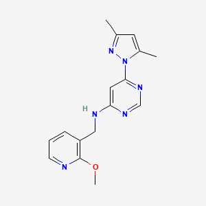 molecular formula C16H18N6O B15117725 6-(3,5-dimethyl-1H-pyrazol-1-yl)-N-[(2-methoxypyridin-3-yl)methyl]pyrimidin-4-amine 