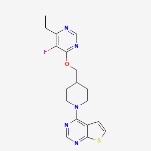 molecular formula C18H20FN5OS B15117843 4-Ethyl-5-fluoro-6-[(1-{thieno[2,3-d]pyrimidin-4-yl}piperidin-4-yl)methoxy]pyrimidine 