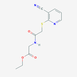 molecular formula C12H13N3O3S B15117929 Ethyl 2-{2-[(3-cyanopyridin-2-YL)sulfanyl]acetamido}acetate 