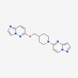 molecular formula C18H19N7O B15117989 4-({Imidazo[1,2-b]pyridazin-6-yloxy}methyl)-1-{pyrazolo[1,5-a]pyrimidin-5-yl}piperidine 