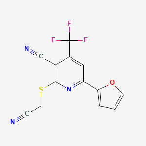 2-[(Cyanomethyl)sulfanyl]-6-(furan-2-YL)-4-(trifluoromethyl)pyridine-3-carbonitrile