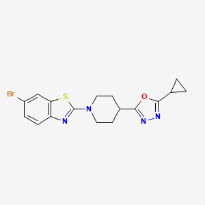 molecular formula C17H17BrN4OS B15118159 6-Bromo-2-[4-(5-cyclopropyl-1,3,4-oxadiazol-2-yl)piperidin-1-yl]-1,3-benzothiazole 