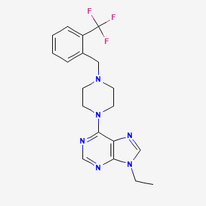 molecular formula C19H21F3N6 B15118163 9-ethyl-6-(4-{[2-(trifluoromethyl)phenyl]methyl}piperazin-1-yl)-9H-purine 