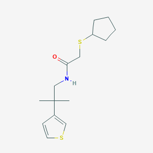 2-(cyclopentylsulfanyl)-N-[2-methyl-2-(thiophen-3-yl)propyl]acetamide