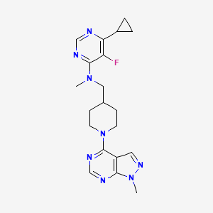 molecular formula C20H25FN8 B15118195 6-cyclopropyl-5-fluoro-N-methyl-N-[(1-{1-methyl-1H-pyrazolo[3,4-d]pyrimidin-4-yl}piperidin-4-yl)methyl]pyrimidin-4-amine 