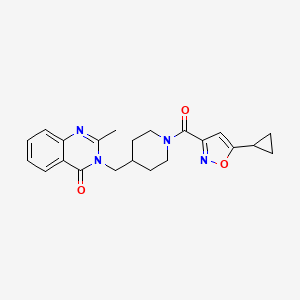 3-{[1-(5-Cyclopropyl-1,2-oxazole-3-carbonyl)piperidin-4-yl]methyl}-2-methyl-3,4-dihydroquinazolin-4-one