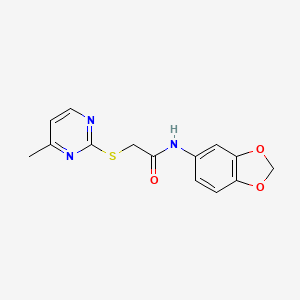 molecular formula C14H13N3O3S B15118345 N-(1,3-benzodioxol-5-yl)-2-[(4-methylpyrimidin-2-yl)sulfanyl]acetamide 