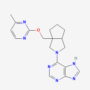 molecular formula C18H21N7O B15118470 6-(3a-{[(4-methylpyrimidin-2-yl)oxy]methyl}-octahydrocyclopenta[c]pyrrol-2-yl)-9H-purine 