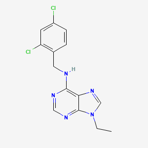 molecular formula C14H13Cl2N5 B15118536 N-[(2,4-dichlorophenyl)methyl]-9-ethyl-9H-purin-6-amine 