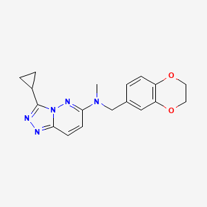 molecular formula C18H19N5O2 B15118578 3-cyclopropyl-N-[(2,3-dihydro-1,4-benzodioxin-6-yl)methyl]-N-methyl-[1,2,4]triazolo[4,3-b]pyridazin-6-amine 