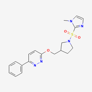 molecular formula C19H21N5O3S B15118606 3-({1-[(1-methyl-1H-imidazol-2-yl)sulfonyl]pyrrolidin-3-yl}methoxy)-6-phenylpyridazine 