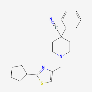 1-[(2-Cyclopentyl-1,3-thiazol-4-yl)methyl]-4-phenylpiperidine-4-carbonitrile