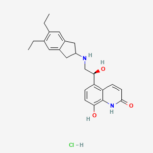 5-[(1S)-2-[(5,6-Diethyl-2,3-dihydro-1H-inden-2-yl)amino]-1-hydroxyethyl]-8-hydroxy-1H-quinolin-2-one;hydrochloride