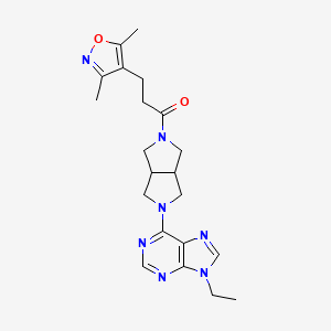 molecular formula C21H27N7O2 B15118660 3-(3,5-dimethyl-1,2-oxazol-4-yl)-1-[5-(9-ethyl-9H-purin-6-yl)-octahydropyrrolo[3,4-c]pyrrol-2-yl]propan-1-one 