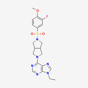 molecular formula C20H23FN6O3S B15118679 9-ethyl-6-[5-(3-fluoro-4-methoxybenzenesulfonyl)-octahydropyrrolo[3,4-c]pyrrol-2-yl]-9H-purine 