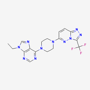 molecular formula C17H17F3N10 B15118701 9-ethyl-6-{4-[3-(trifluoromethyl)-[1,2,4]triazolo[4,3-b]pyridazin-6-yl]piperazin-1-yl}-9H-purine 