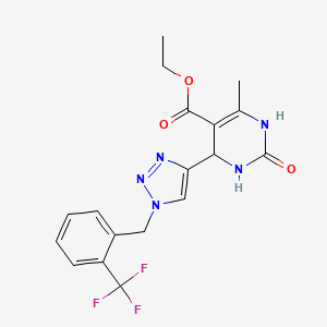 ethyl 6-methyl-2-oxo-4-(1-{[2-(trifluoromethyl)phenyl]methyl}-1H-1,2,3-triazol-4-yl)-1,2,3,4-tetrahydropyrimidine-5-carboxylate