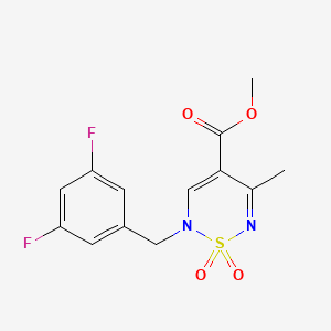 molecular formula C13H12F2N2O4S B15118832 methyl 2-[(3,5-difluorophenyl)methyl]-5-methyl-1,1-dioxo-2H-1lambda6,2,6-thiadiazine-4-carboxylate 