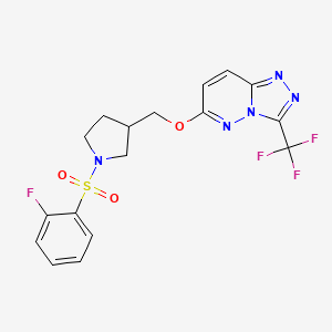 1-(2-Fluorobenzenesulfonyl)-3-({[3-(trifluoromethyl)-[1,2,4]triazolo[4,3-b]pyridazin-6-yl]oxy}methyl)pyrrolidine