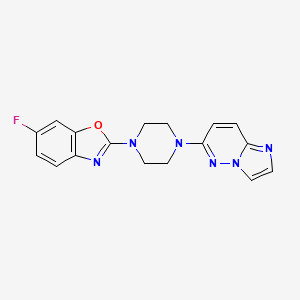 molecular formula C17H15FN6O B15118884 6-Fluoro-2-(4-{imidazo[1,2-b]pyridazin-6-yl}piperazin-1-yl)-1,3-benzoxazole 