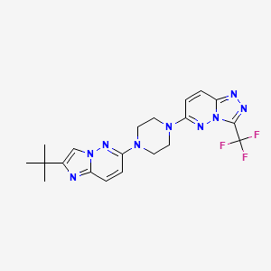 molecular formula C20H22F3N9 B15118989 1-{2-Tert-butylimidazo[1,2-b]pyridazin-6-yl}-4-[3-(trifluoromethyl)-[1,2,4]triazolo[4,3-b]pyridazin-6-yl]piperazine 