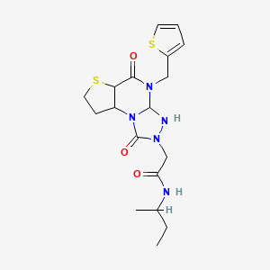 N-(butan-2-yl)-2-{7,12-dioxo-8-[(thiophen-2-yl)methyl]-5-thia-1,8,10,11-tetraazatricyclo[7.3.0.0^{2,6}]dodeca-2(6),3,9-trien-11-yl}acetamide