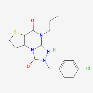 11-[(4-Chlorophenyl)methyl]-8-propyl-5-thia-1,8,10,11-tetraazatricyclo[7.3.0.0^{2,6}]dodeca-2(6),3,9-triene-7,12-dione