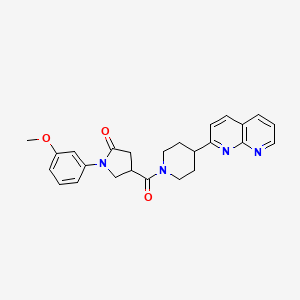 1-(3-Methoxyphenyl)-4-[4-(1,8-naphthyridin-2-yl)piperidine-1-carbonyl]pyrrolidin-2-one