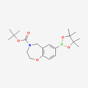 molecular formula C20H30BNO5 B1511923 tert-butyl 7-(4,4,5,5-tetramethyl-1,3,2-dioxaborolan-2-yl)-2,3-dihydrobenzo[f][1,4]oxazepine-4(5H)-carboxylate CAS No. 1256784-52-7