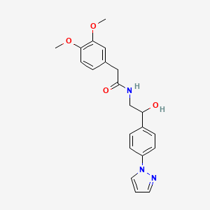 molecular formula C21H23N3O4 B15119245 2-(3,4-dimethoxyphenyl)-N-{2-hydroxy-2-[4-(1H-pyrazol-1-yl)phenyl]ethyl}acetamide 