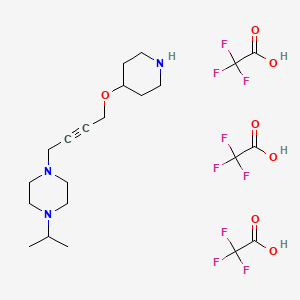 molecular formula C22H32F9N3O7 B15119352 1-[4-(Piperidin-4-yloxy)but-2-yn-1-yl]-4-(propan-2-yl)piperazine; tris(trifluoroacetic acid) 