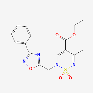 ethyl 5-methyl-1,1-dioxo-2-[(3-phenyl-1,2,4-oxadiazol-5-yl)methyl]-2H-1lambda6,2,6-thiadiazine-4-carboxylate