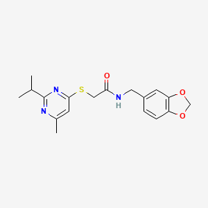 N-(1,3-benzodioxol-5-ylmethyl)-2-{[6-methyl-2-(propan-2-yl)pyrimidin-4-yl]sulfanyl}acetamide